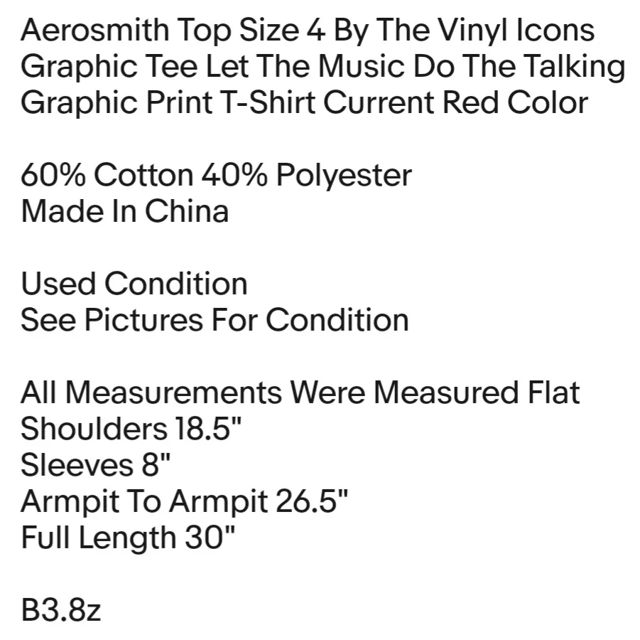 Aerosmith Top Size 4 By The Vinyl Icons Graphic Tee Let The Music Do The Talking Graphic Print T-Shirt  - Image 2