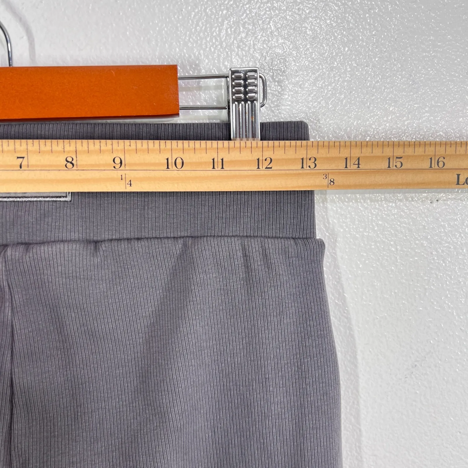 PINK SODA SPORT Ribbed Flare Leggings Pants Charcoal Grey Size Large‎ Athletic Gray - Image 6