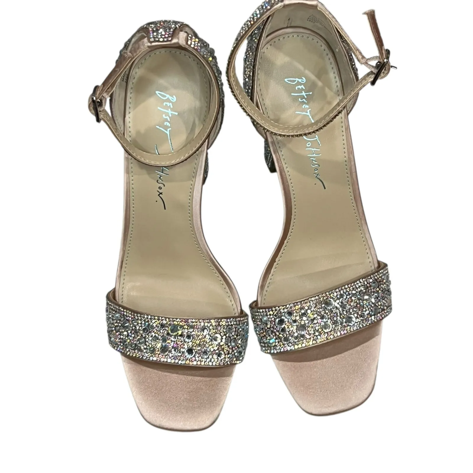Betsey Johnson Dani Evening Sandals 7 Ankle Strap Rhinestone Sparkle Heels Glam - Image 5