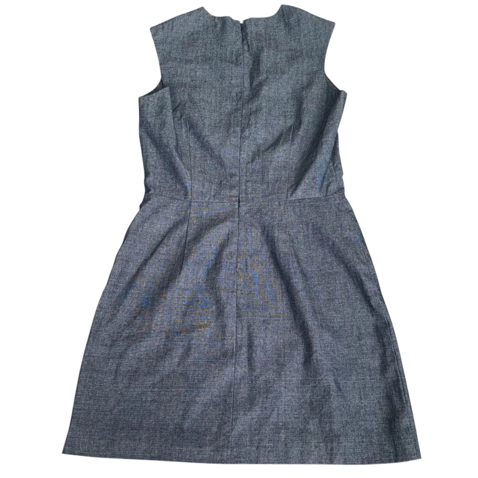 Kate Spade Saturday Dress Panel Embroidery V Neck Sleeveless Blue Cotton Size S‎ - Image 4
