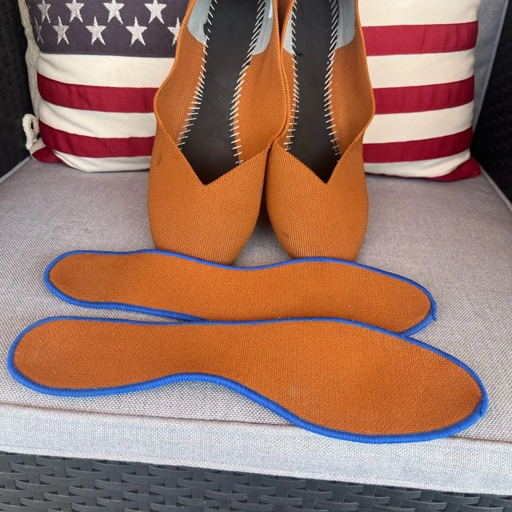 Rust Orange Knit Flats with Blue Trim – Size 11 - Image 3