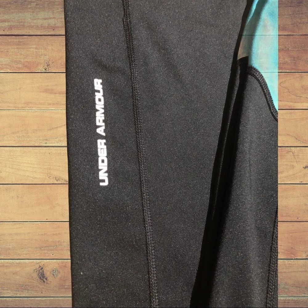 Under Armour black workout pants with blue design - Image 4