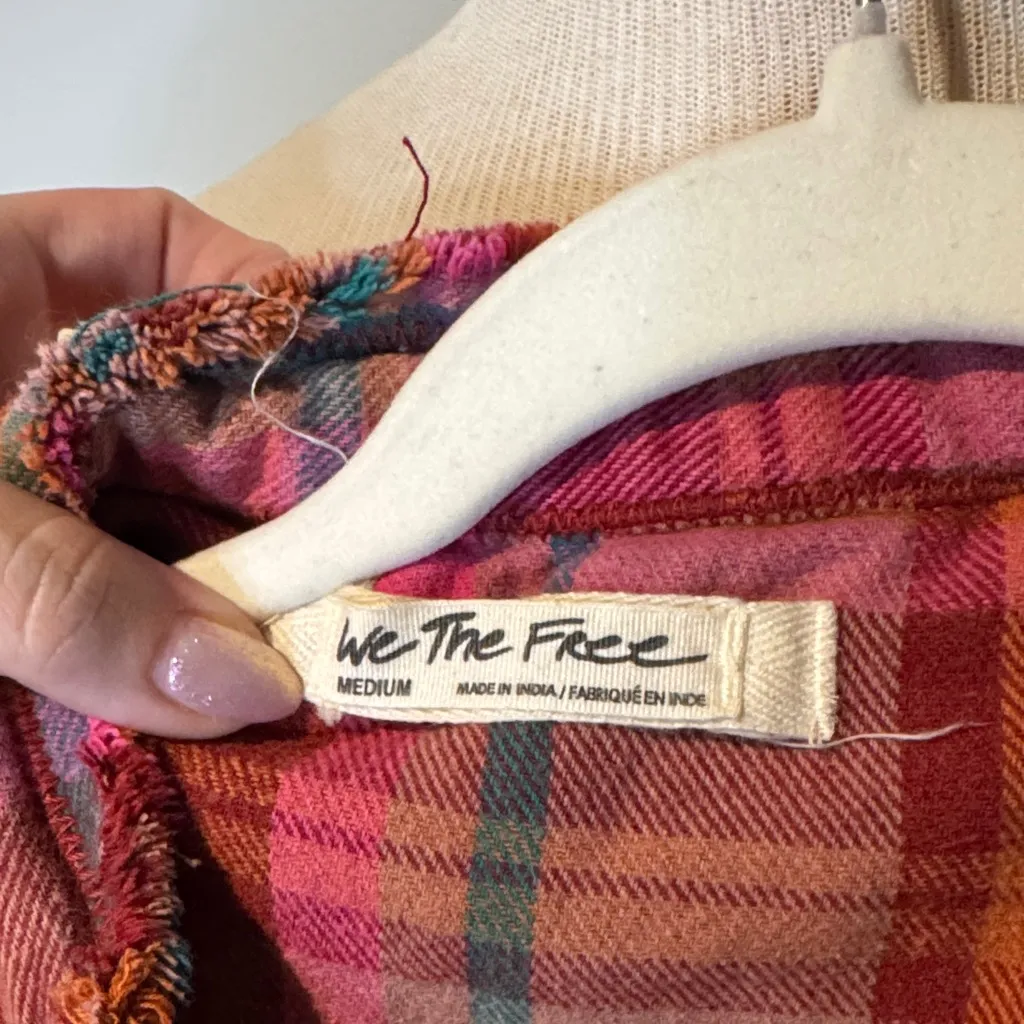 We The Free Multicolor Plaid oversized button up sz M - Image 2