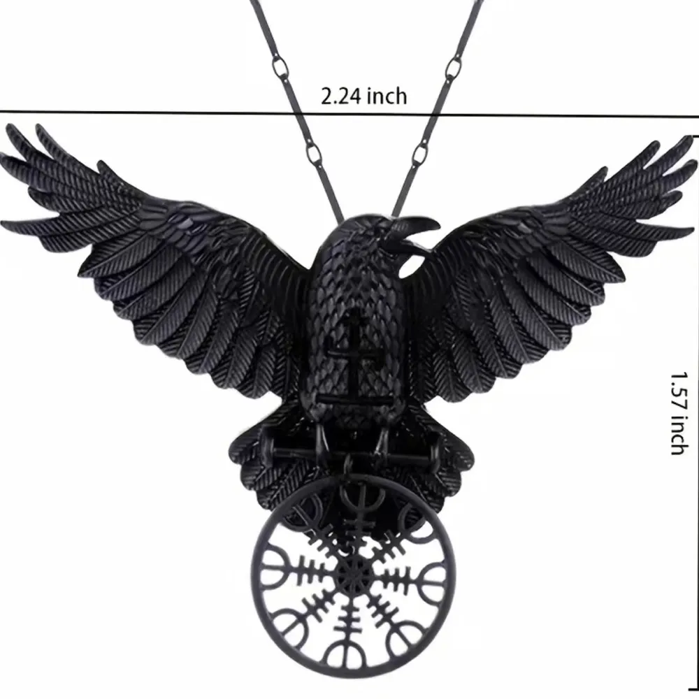1pc Gothic Black Raven Pendant‎ Necklace Faux Fashion Jewelry - Image 2