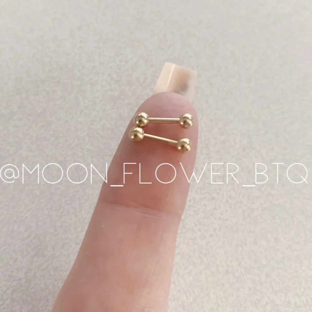 Tiny Gold Barbell Earrings 18G – Hypoallergenic 316L Stainless Steel - Image 4