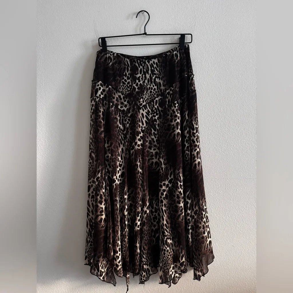 Coco Bianca Leopard Midi Skirt M Brown Size M - Image 4