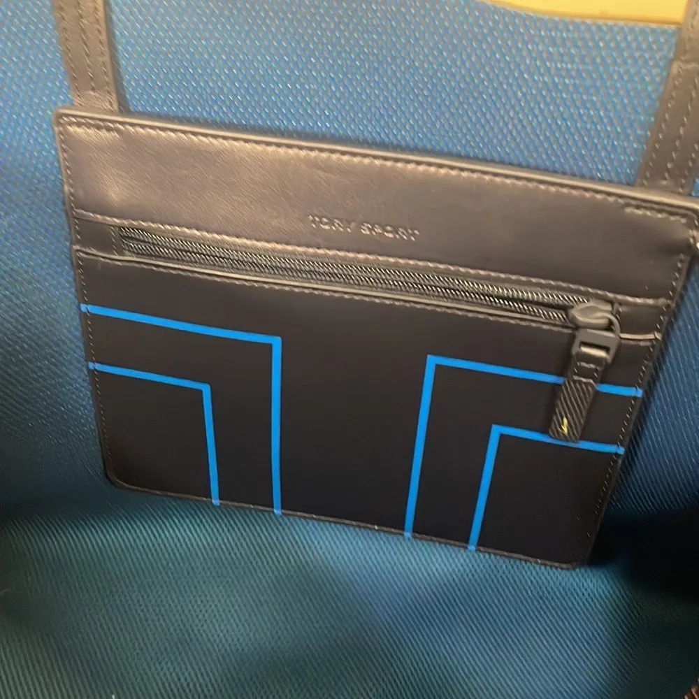 Tory‎ Burch Sport Chevron Large Tote Bag Blue Black - Image 9