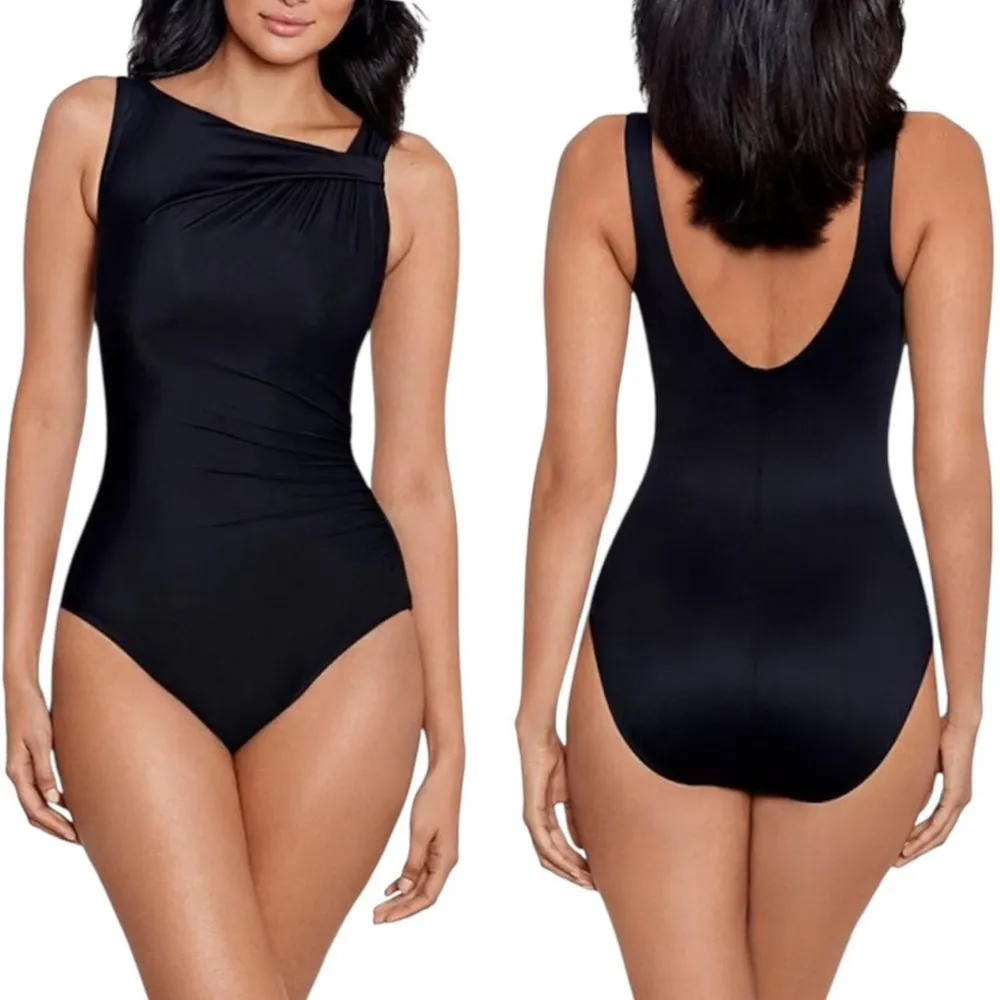 NWT Miraclesuit Slimming Rock Solid Avra One Piece Swimsuit Black Size 12 - Image 2