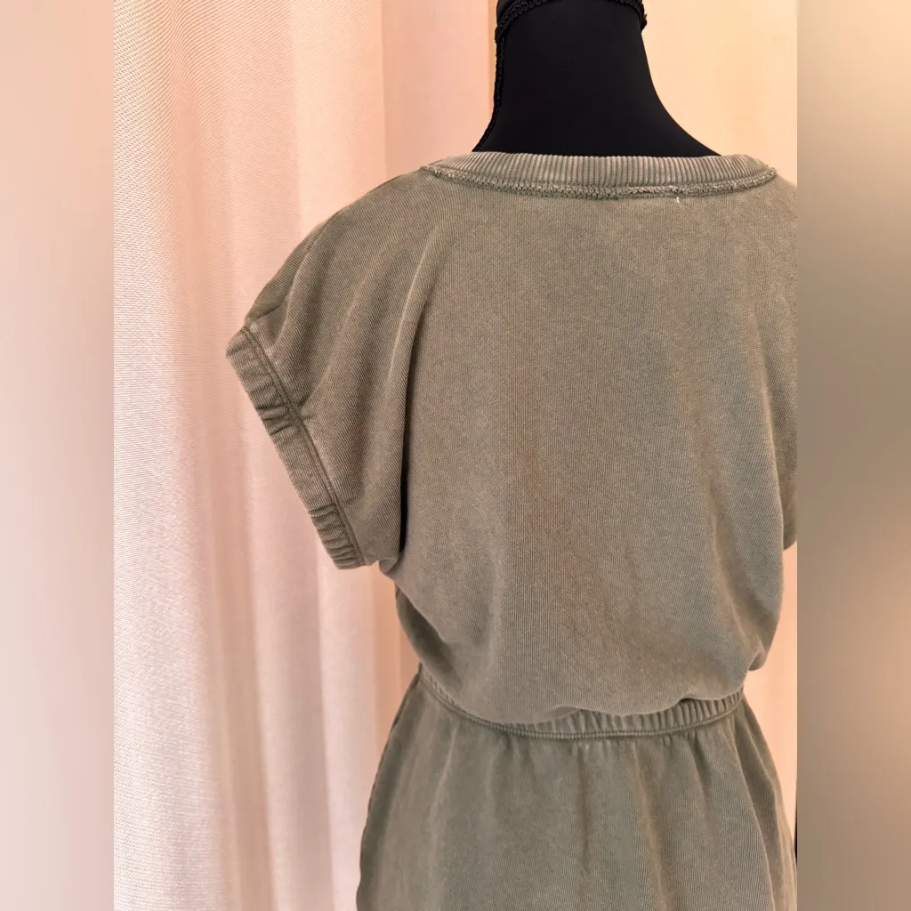 AERIE OFFLINE Casual Olive Green Weekend Fleece Cut Out Dress XS - Image 6
