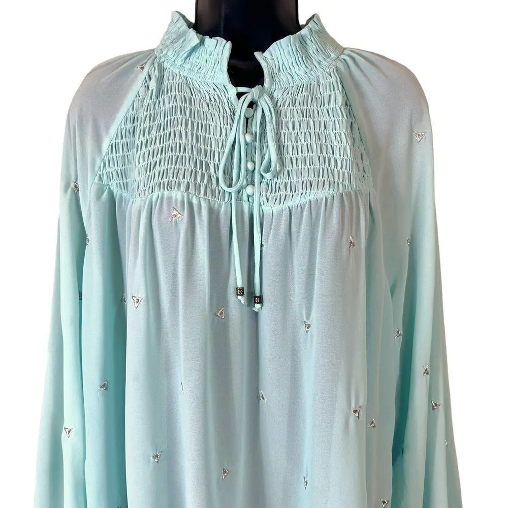 Hayden Los Angeles Sheer Turquoise Blouse - Image 3