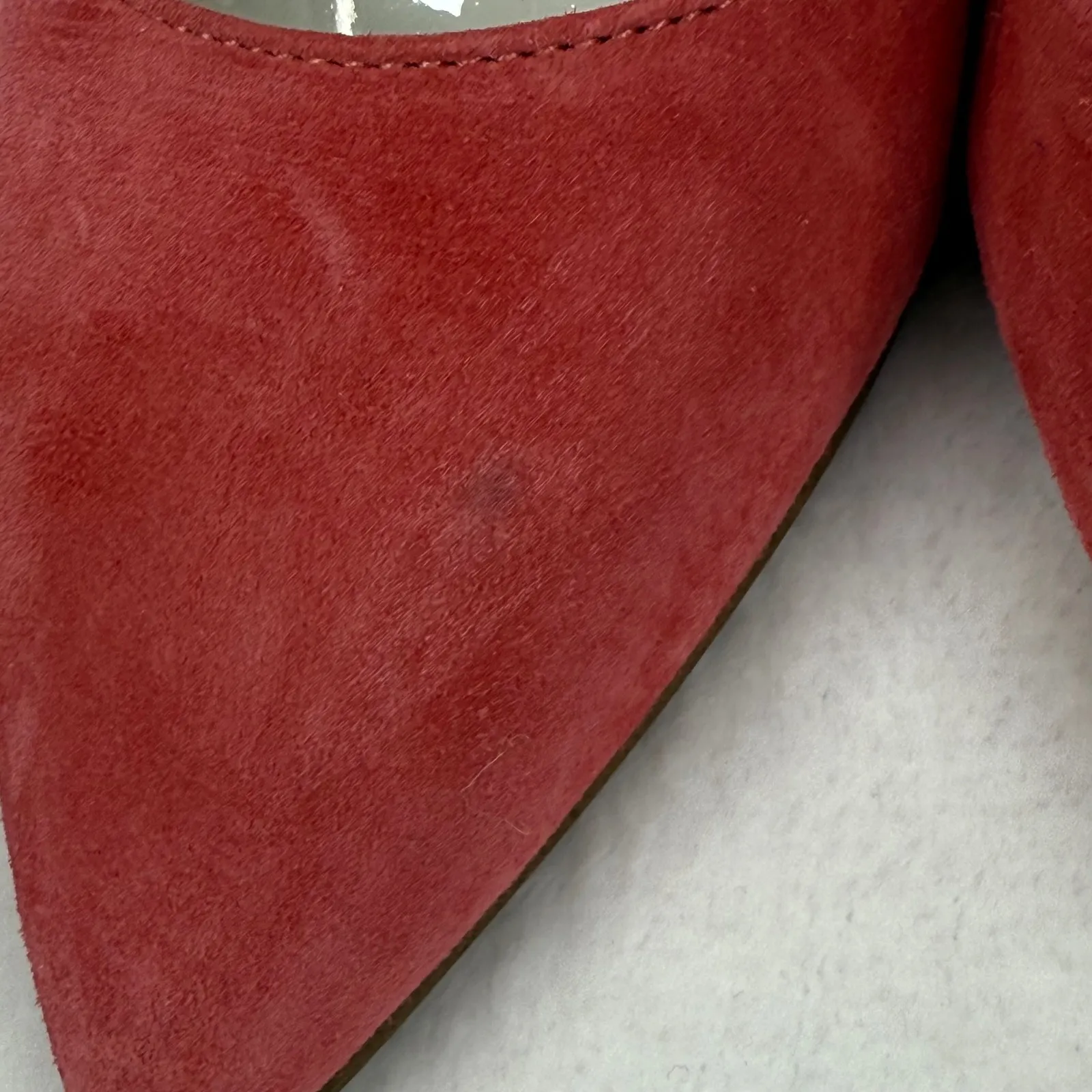 Franco Sarto Heels Coral Pink Suede Elastic Strap Pointed‎ Pumps Shoes Sz 8 READ - Image 4