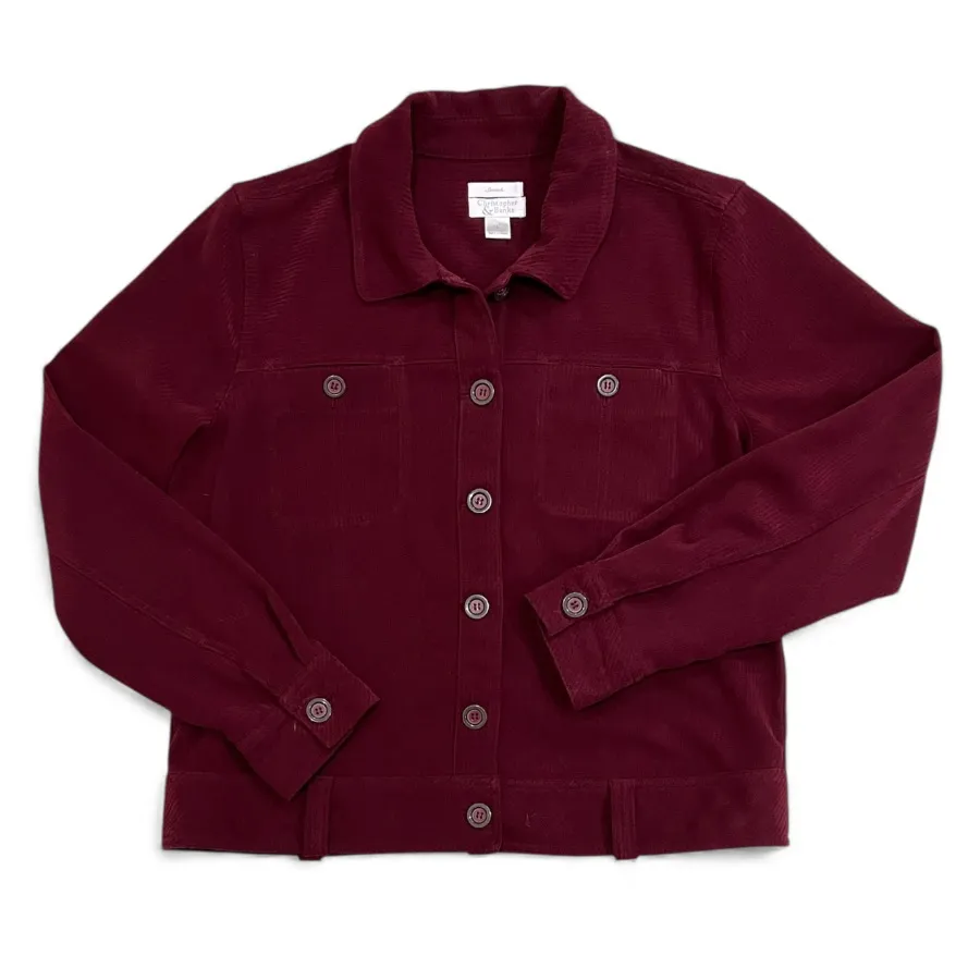 Christopher & Banks Maroon Corduroy Shirt Jacket Shacket Size Large - Image 11
