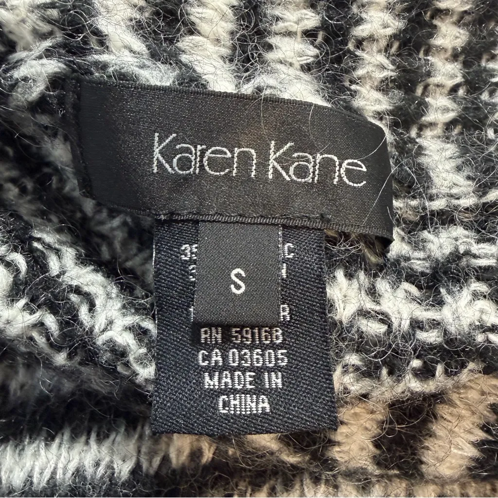 Karen Kane black white striped wool mohair blend cardigan sweater open front S - Image 6