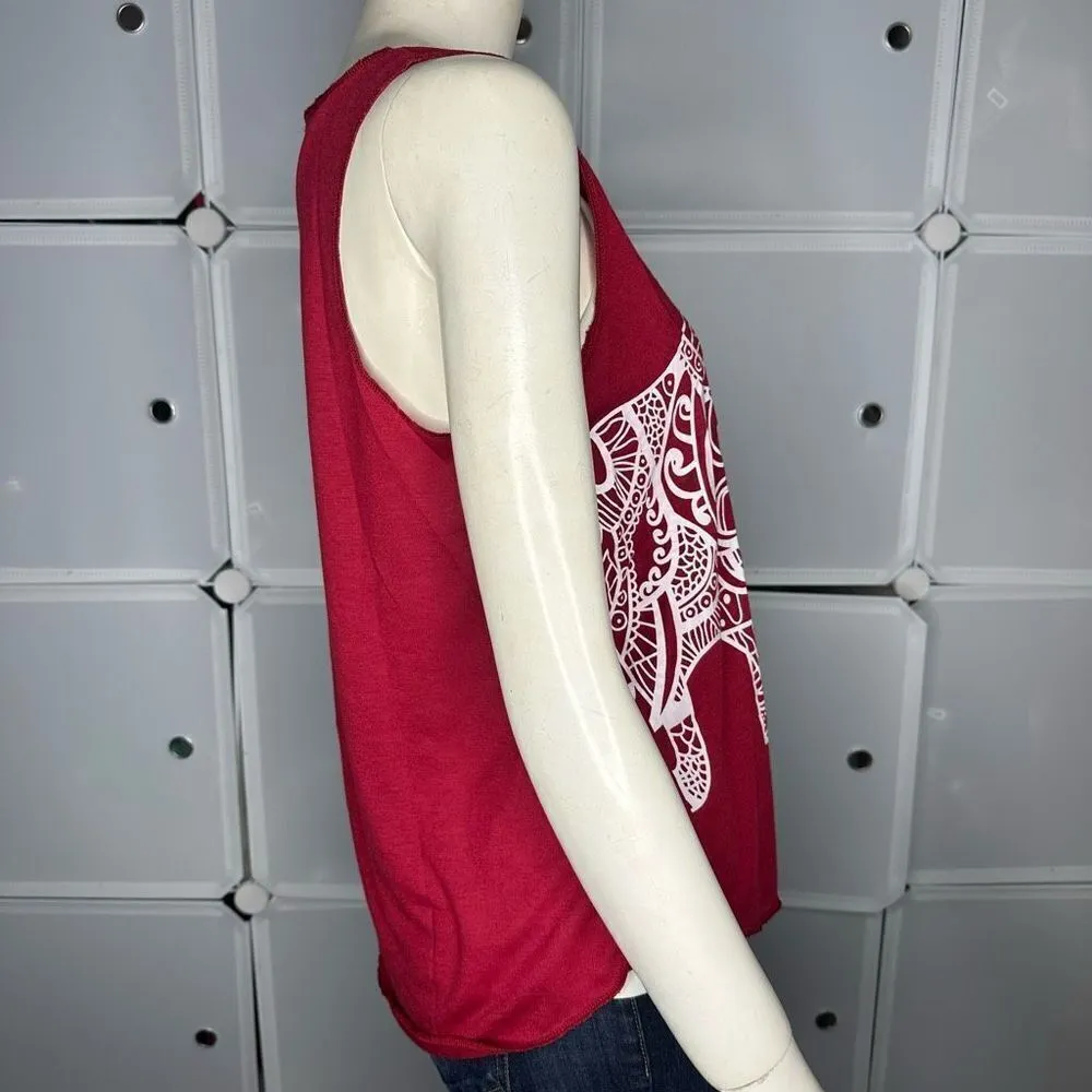 L.A Soul Boho Elephant Flowy Tank Size Medium Red - Image 10