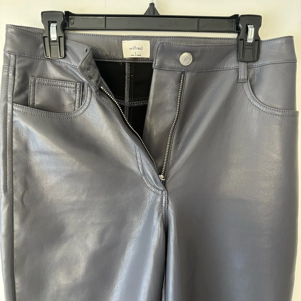 Aritzia Wilfred The Melina Pant Gray Faux Vegan Leather High Rise Straight Leg - Image 2