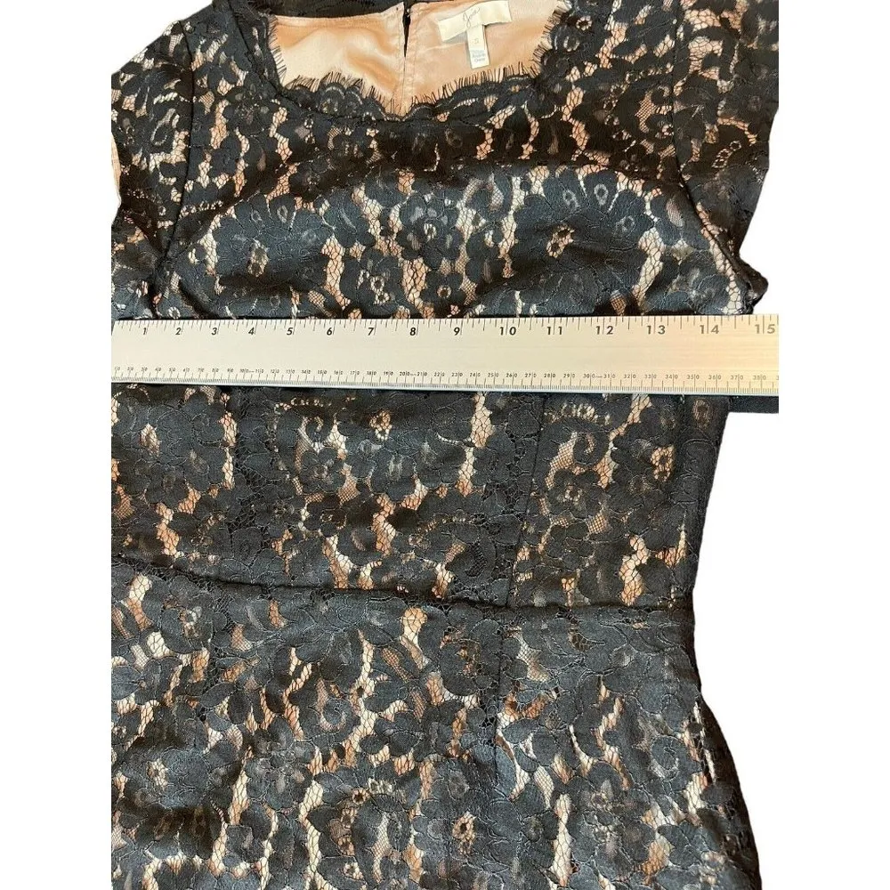 Joie Tan Black Lace Overlay Short Sleeve Mini Sexy Sophisticated Dress S - Image 7