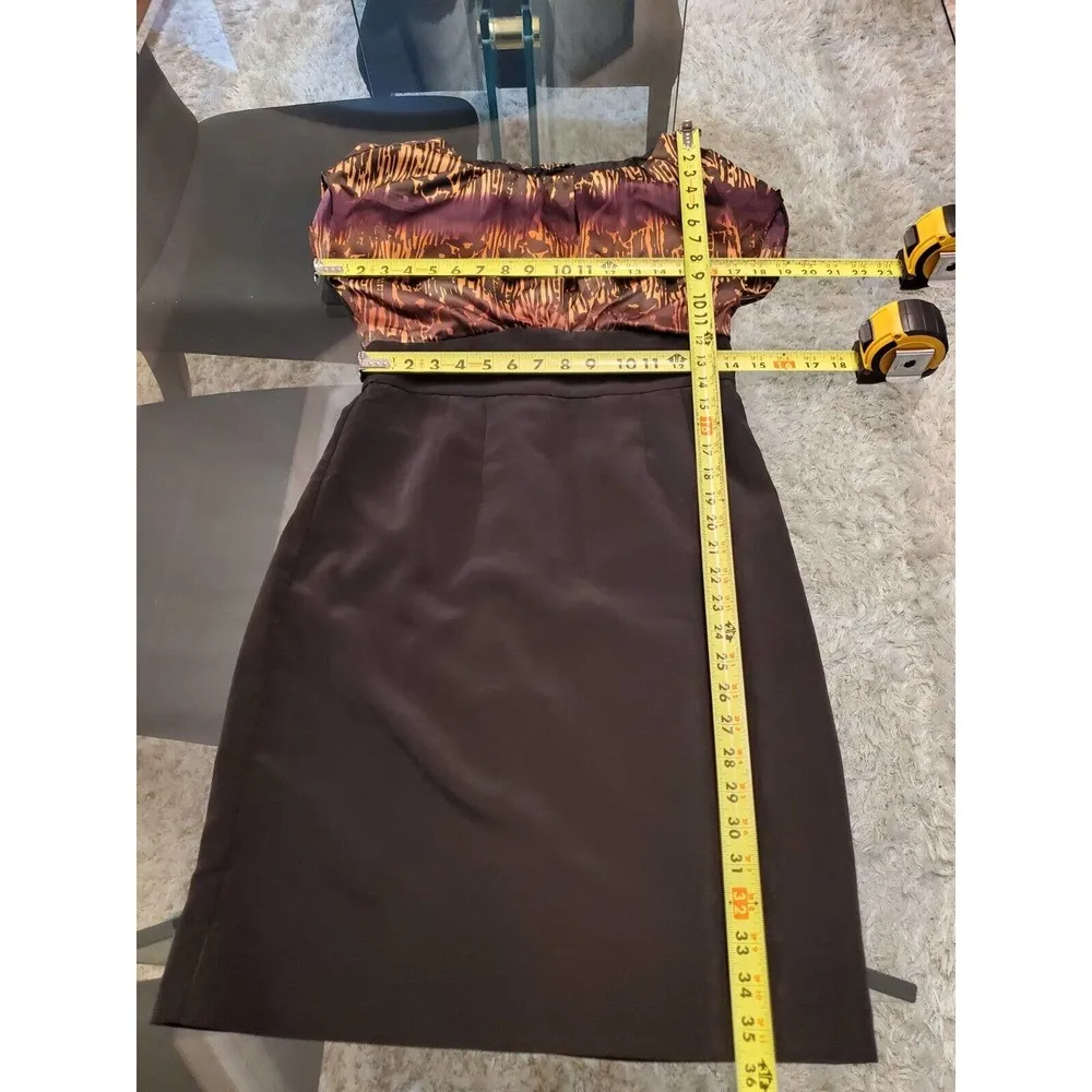 The Limited Women Black & Brown Round Neck Short Sleeve Knee Length Dress Size 4 - Image 13