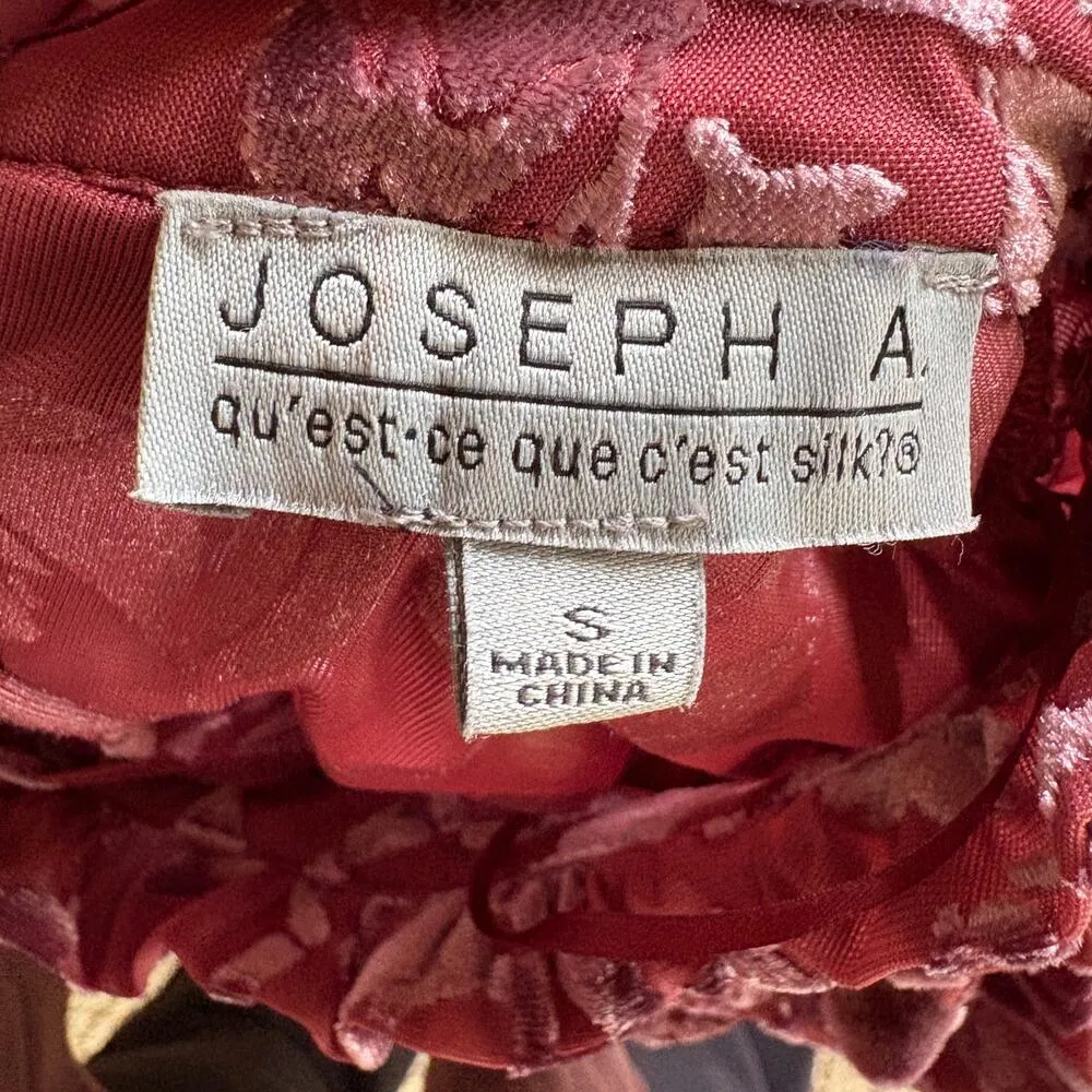 Rose Pink Velvet Burnout High Neck Victorian Smocked Modest Career Blouse Small - Image 7