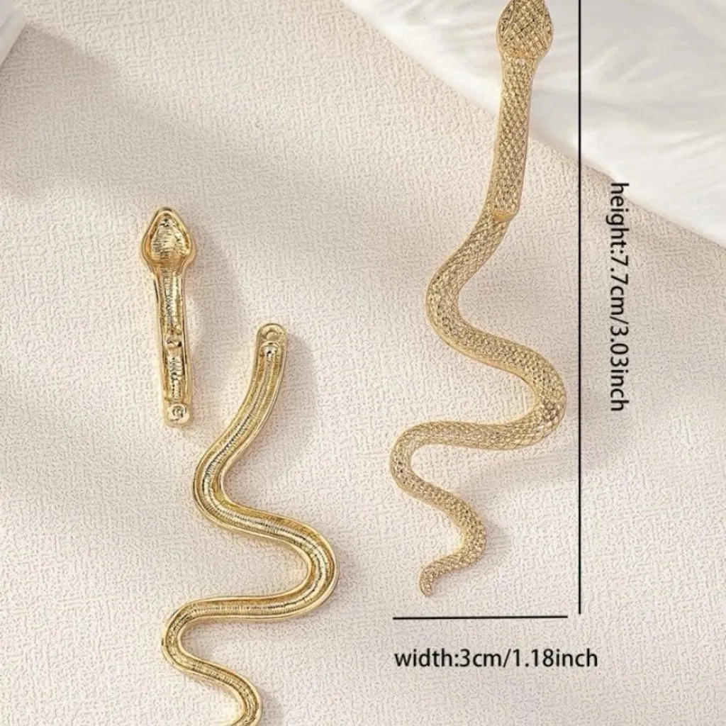 Exaggerated Snake Shape Drop Earrings – Gold & Silver Tone Trendy Statement NEW - Image 4