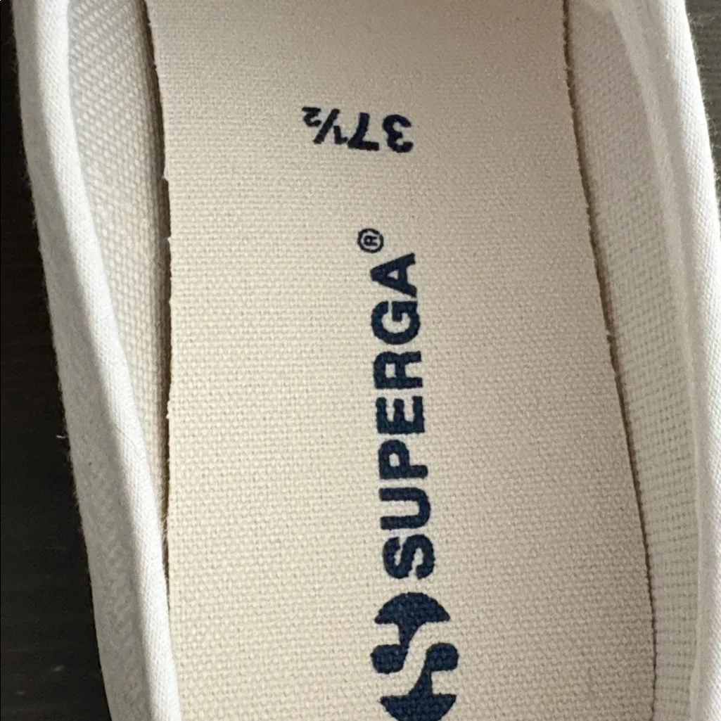 Superga canvas mule sneakers Backless Slip on lace up white EU 37.5/7 - Image 11