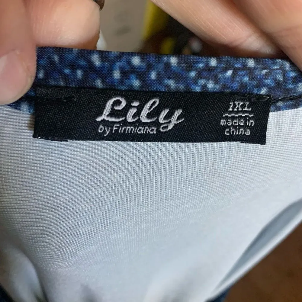 Lily By Firmiana 1XL blue floral flowy boho cozy blouse Size 1X - Image 4