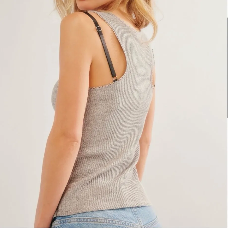 Free People tank top intimately small ribbed salt pepper NEW most wanted - Image 6