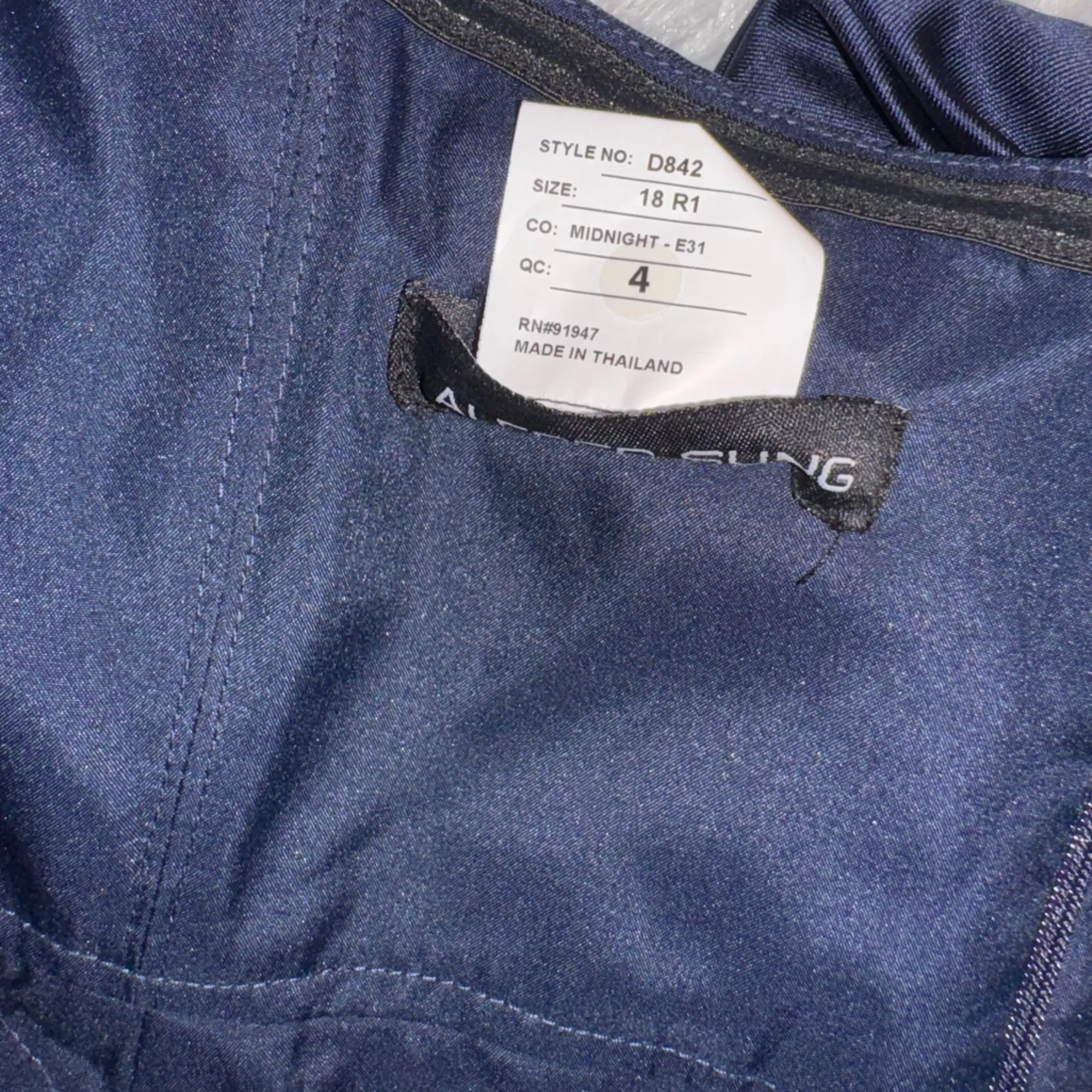 NWOT ALFRED SUNG Strapless Satin A-Line with pockets midnight blue sz 18 Gown - Image 5