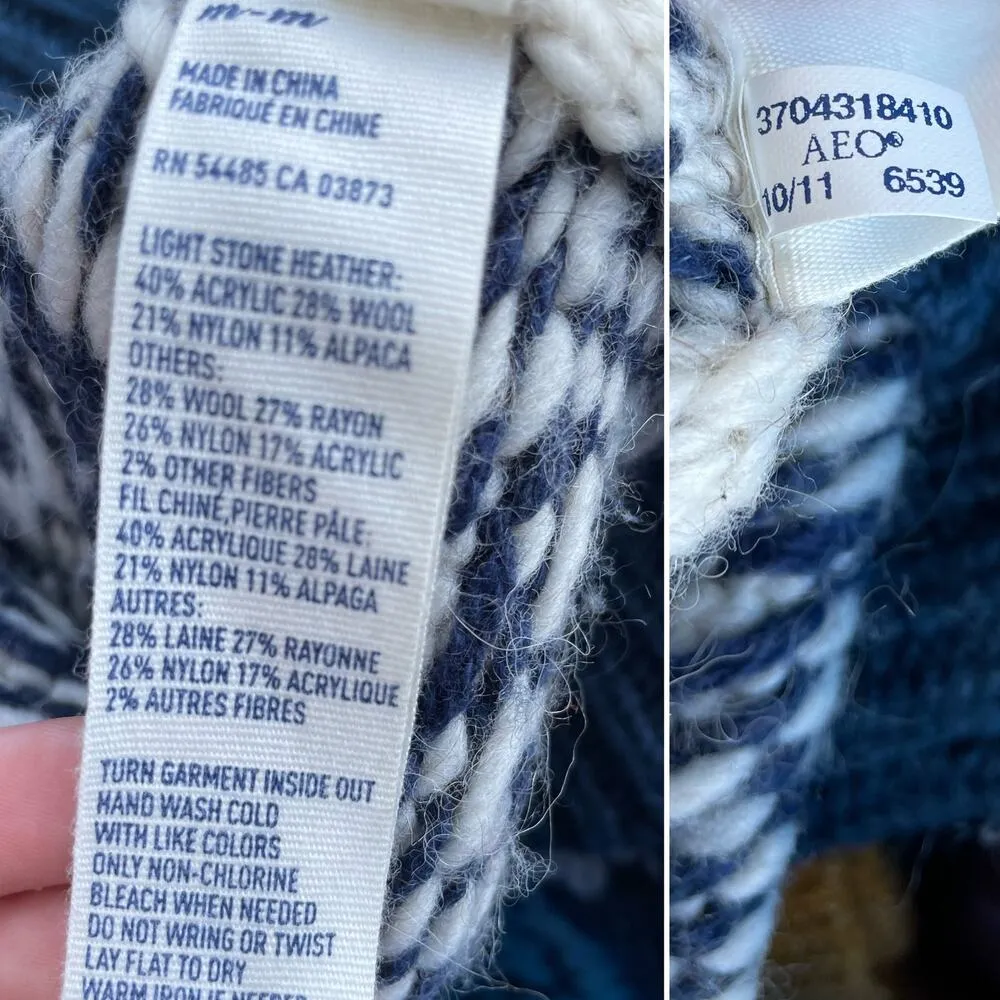 AEO Chunky Knit Retro Fair Isle Sweater M - Image 6