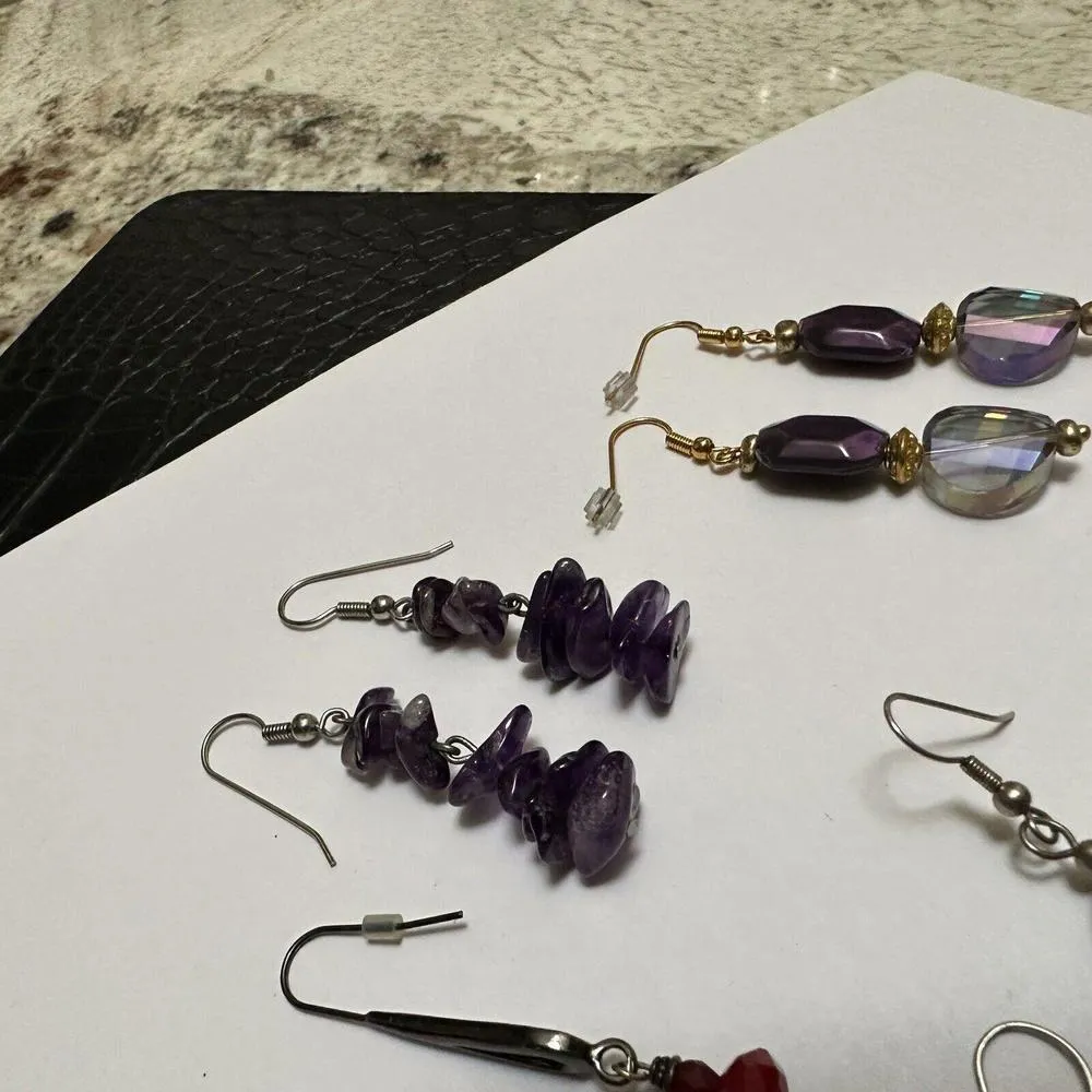 Lot Of 5 Dangle Drop Bead Beaded Mix Pierced Earrings - Image 9