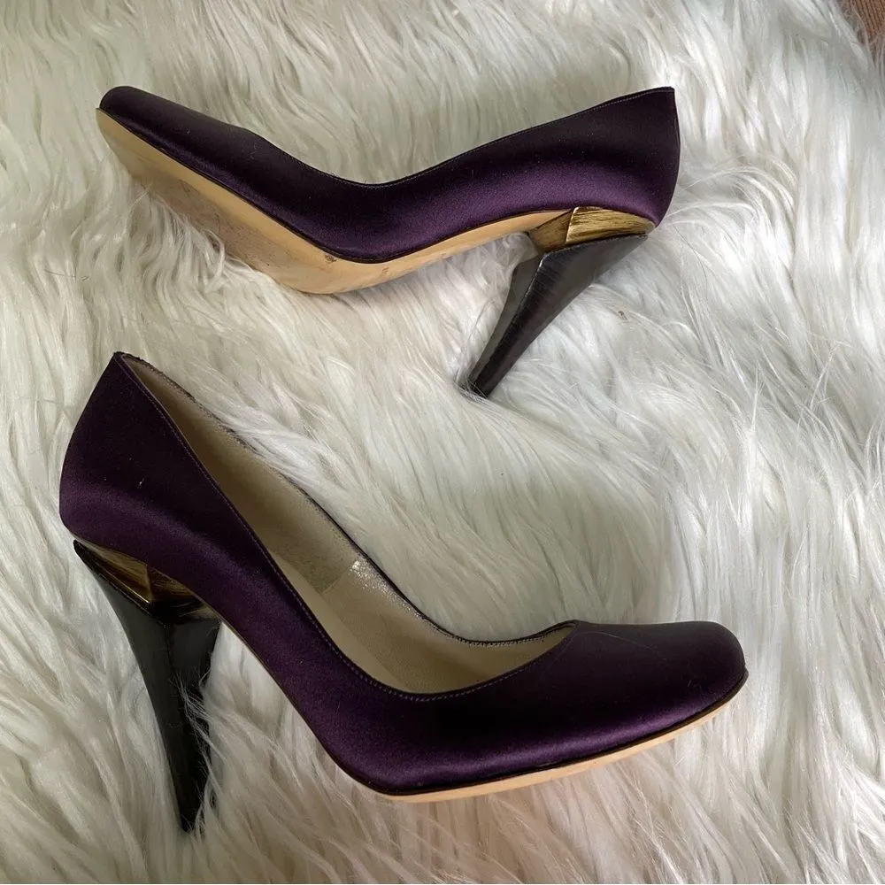 Nicholas Kirkwood Purple Satin Art to Wear Heels 35‎ Size 5 - Image 2