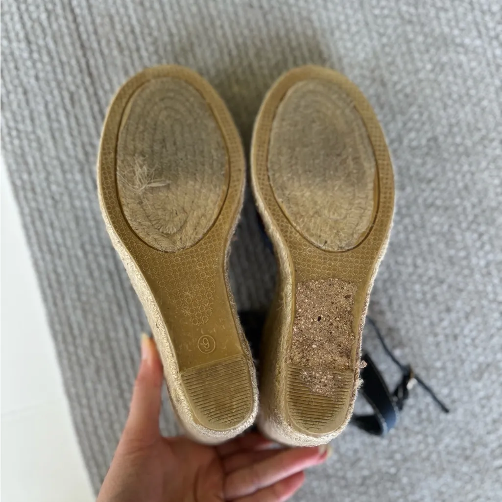 Tommy Hilfiger Red White Navy Blue Ankle Strap Espadrille Wedge Sandals 9 FLAW - Image 10