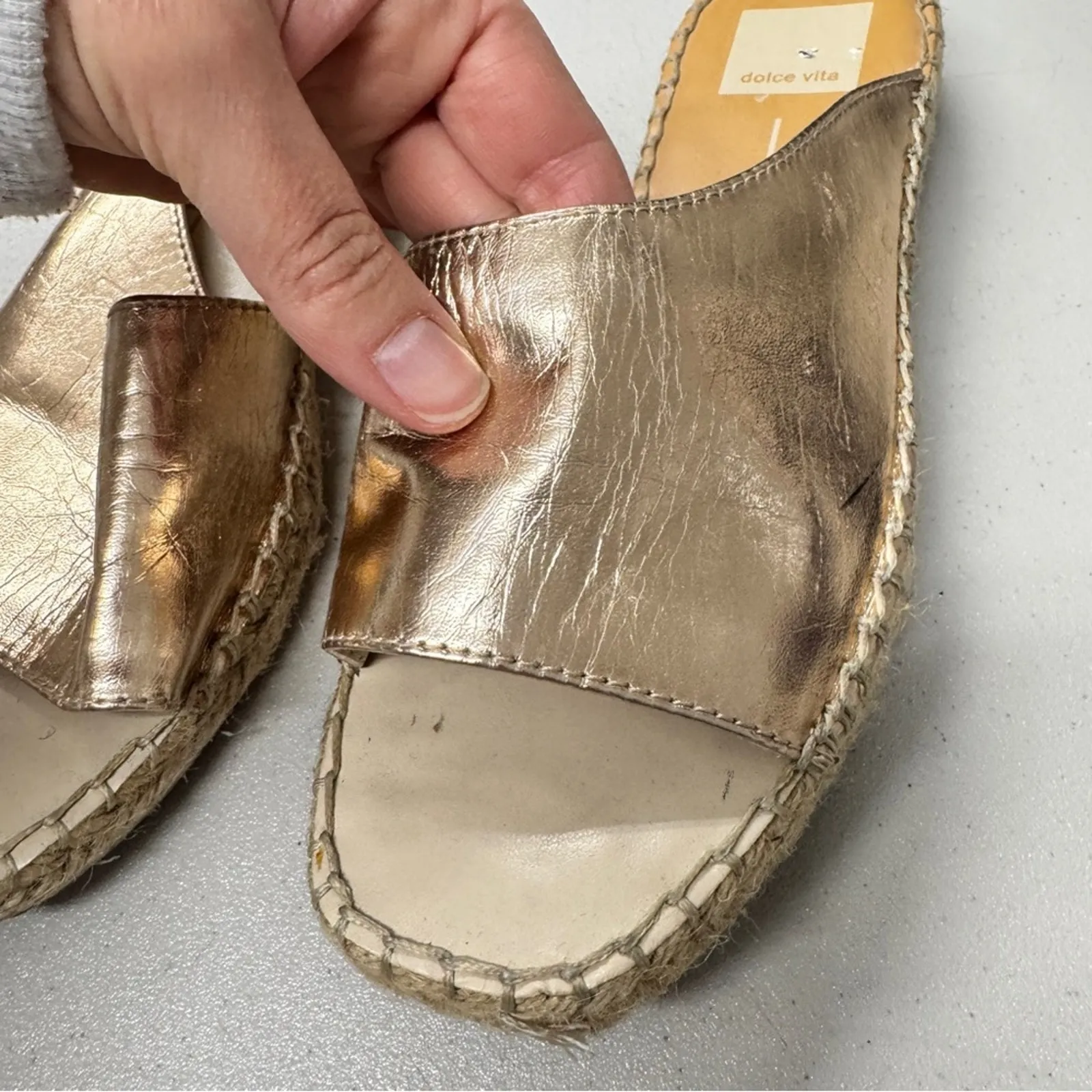 Dolce Vita Rose Gold Faux Leather Mule Slides Womens 6 Beachy Casual Sandals Pink - Image 4