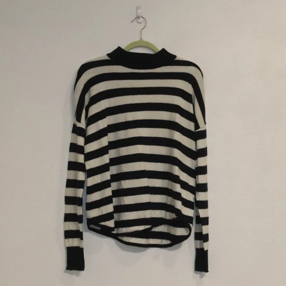Madewell Navy Striped Ashbury Kelsey Mock Neck Sweater Sz S - Image 3