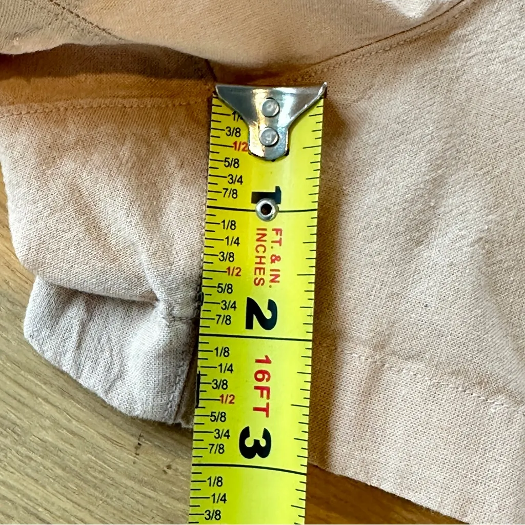 Uniqlo 100% Cotton Linen Shorts Paperbag Drawstring High Waist Tan Sz S 26" - Image 8