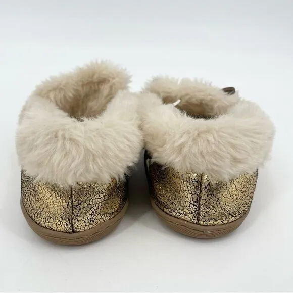 J. Crew Lodge Shoes Size 7 Gold Crackled Metallic Slipper‎ Cabin Cozy - Image 4