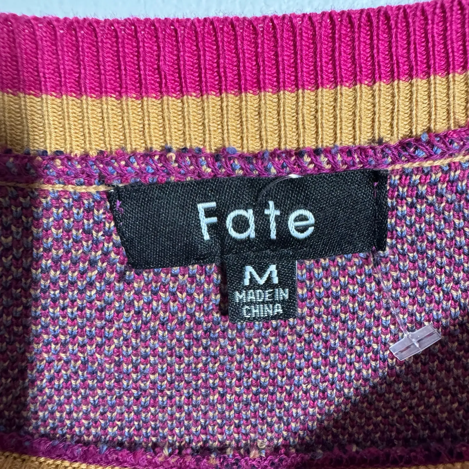 Fate Sweater Women M Geometric 80s 90s Print Crew Neck Anthropologie Paisley Top - Image 5