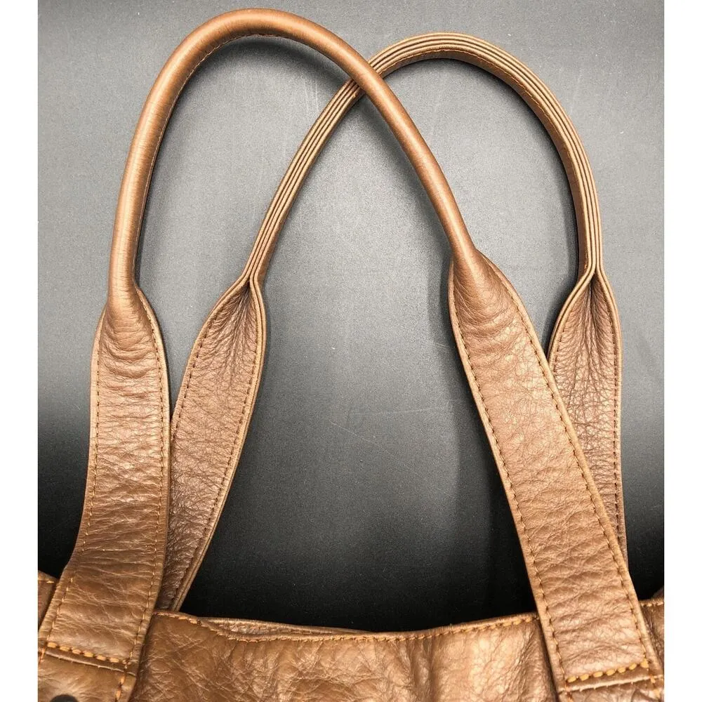 Danilos Brown Leather Shoulder Tote Purse Handbag W/Buckle Front - Image 4