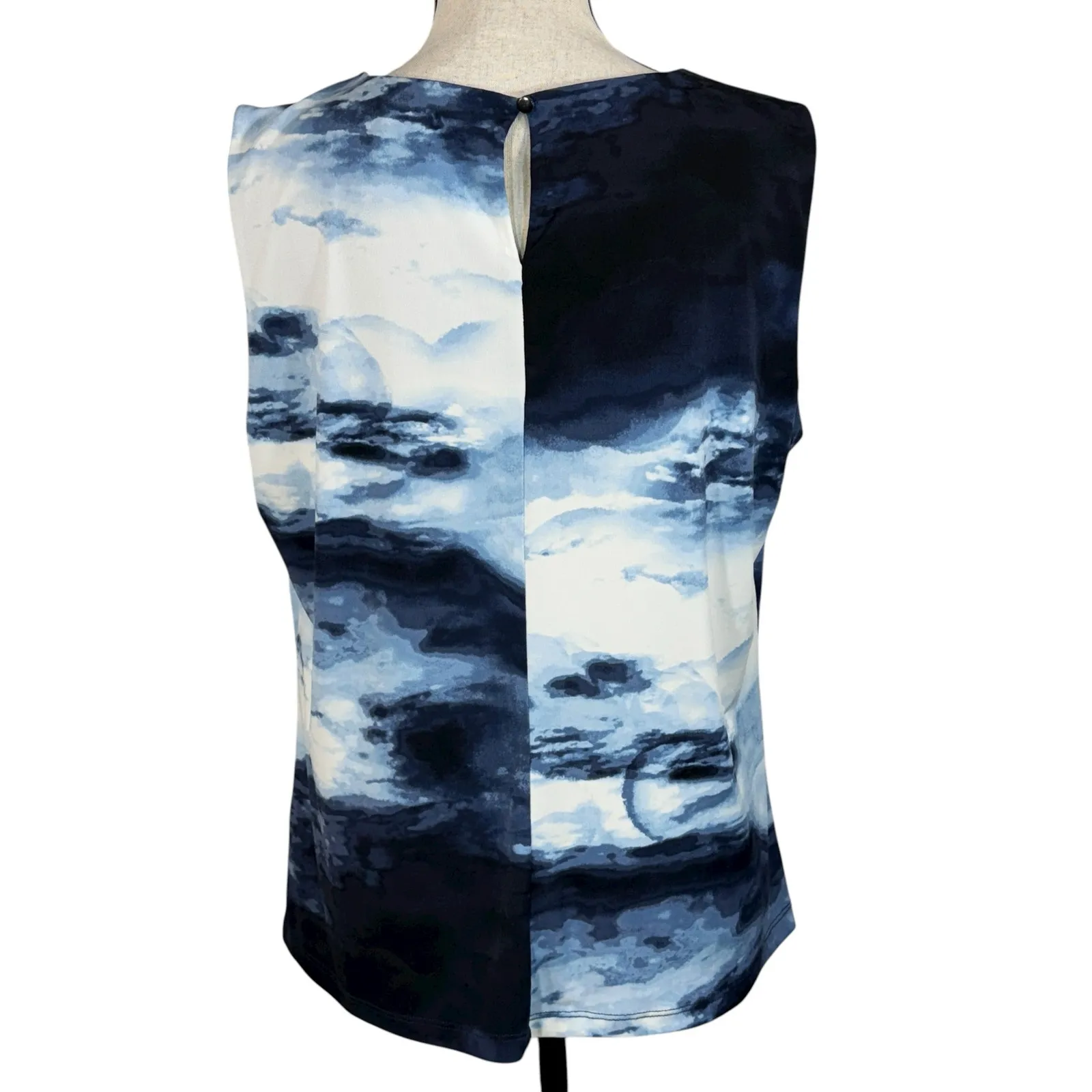 Calvin Klein X-Large Top Sleeveless Stretch Pleated Abstract Keyhole Round Neck - Image 4