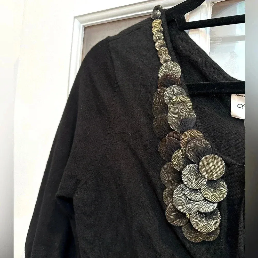 Vintage An Original Milly Of New York Cardigan Sweater Gold Embellishment Size M Black Size M - Image 8
