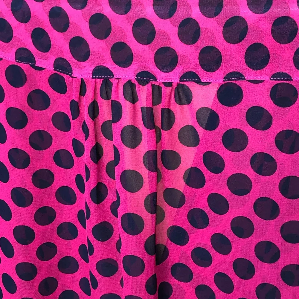 Chaus Red Polka Dot Sheer Button Down Shirt, L Size L - Image 5