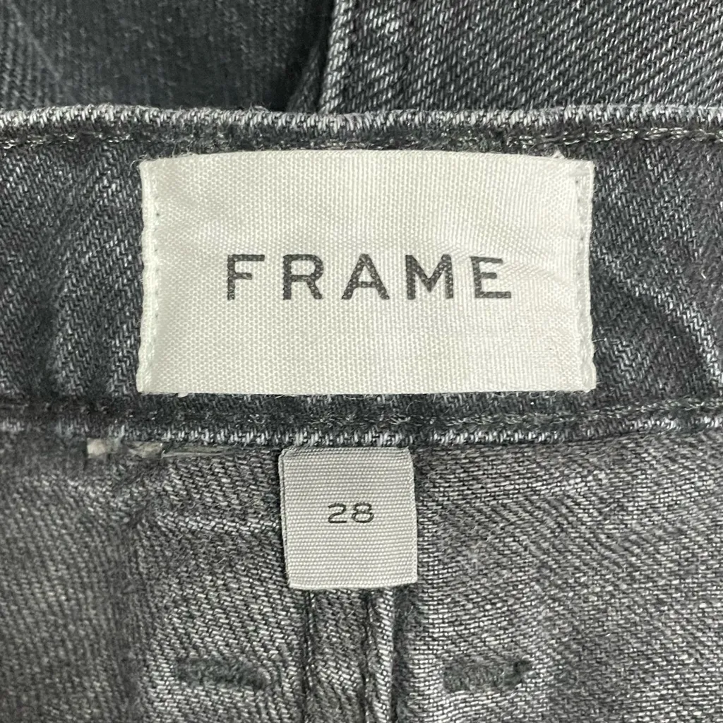 FRAME Le High N Tight Straight Leg Jeans High Waist Inkwell Black Wash Size 28 6 - Image 11