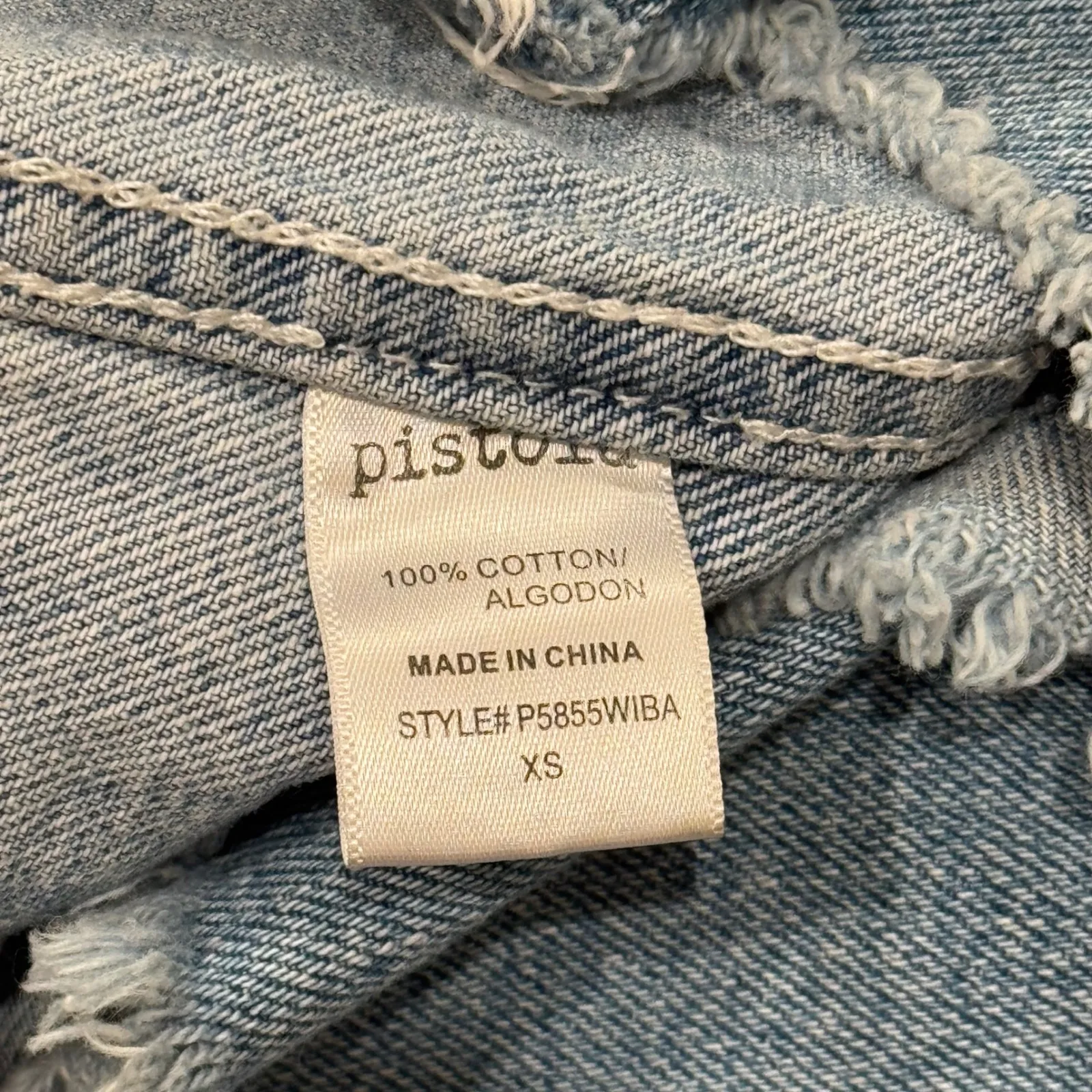 Pistola Light Wash Denim Jacket Baby Dont Cry Embroidered Distressed Blue XS - Image 7