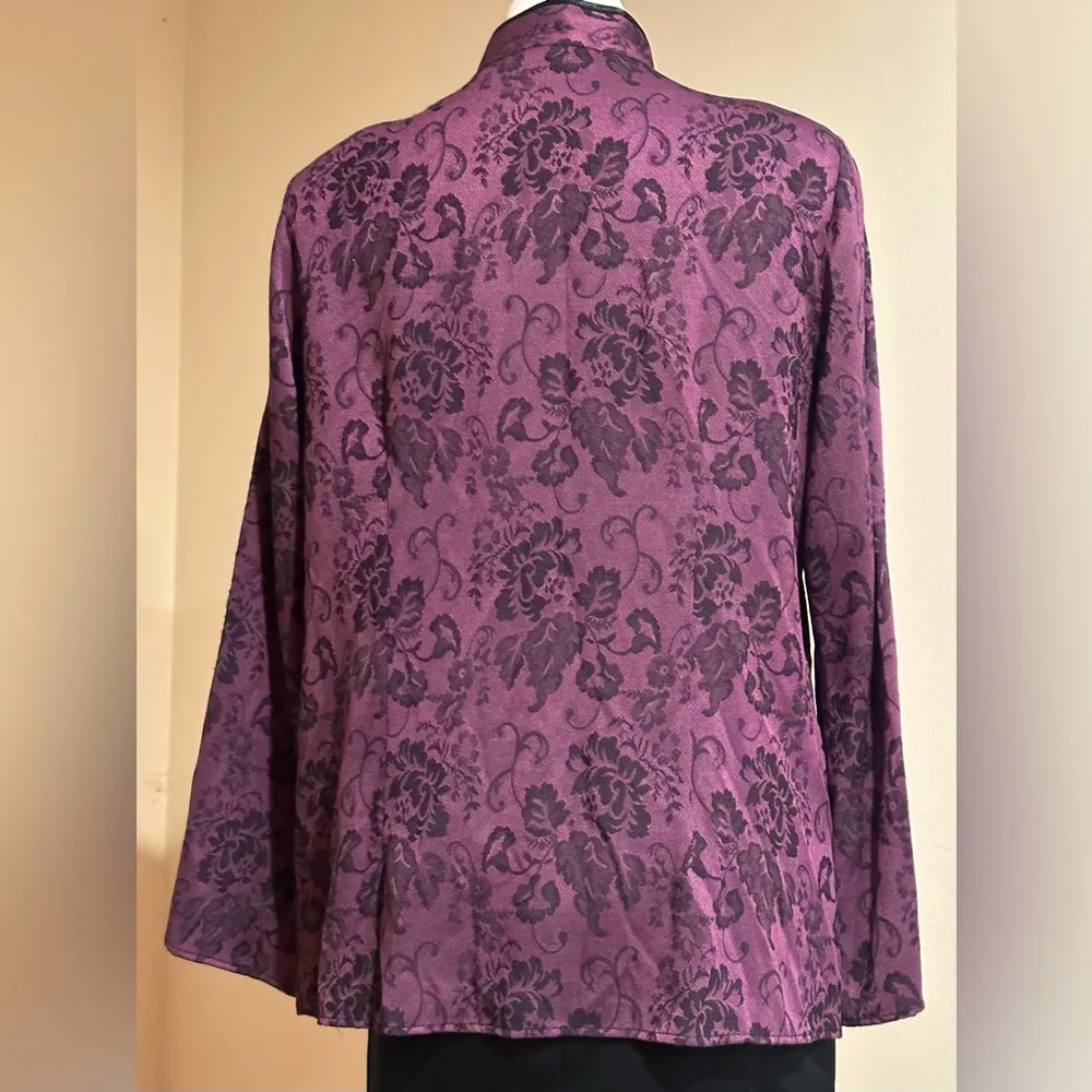 Dress Barn Tapestry Oriental Look Floral Design Bell Slit Sleeves Sz 14 - Image 7