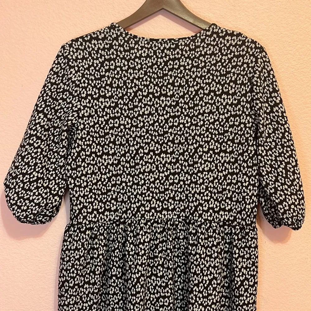 ASOS Black/White Floral Puff Sleeve Midi Dress. Size 6 - Image 8