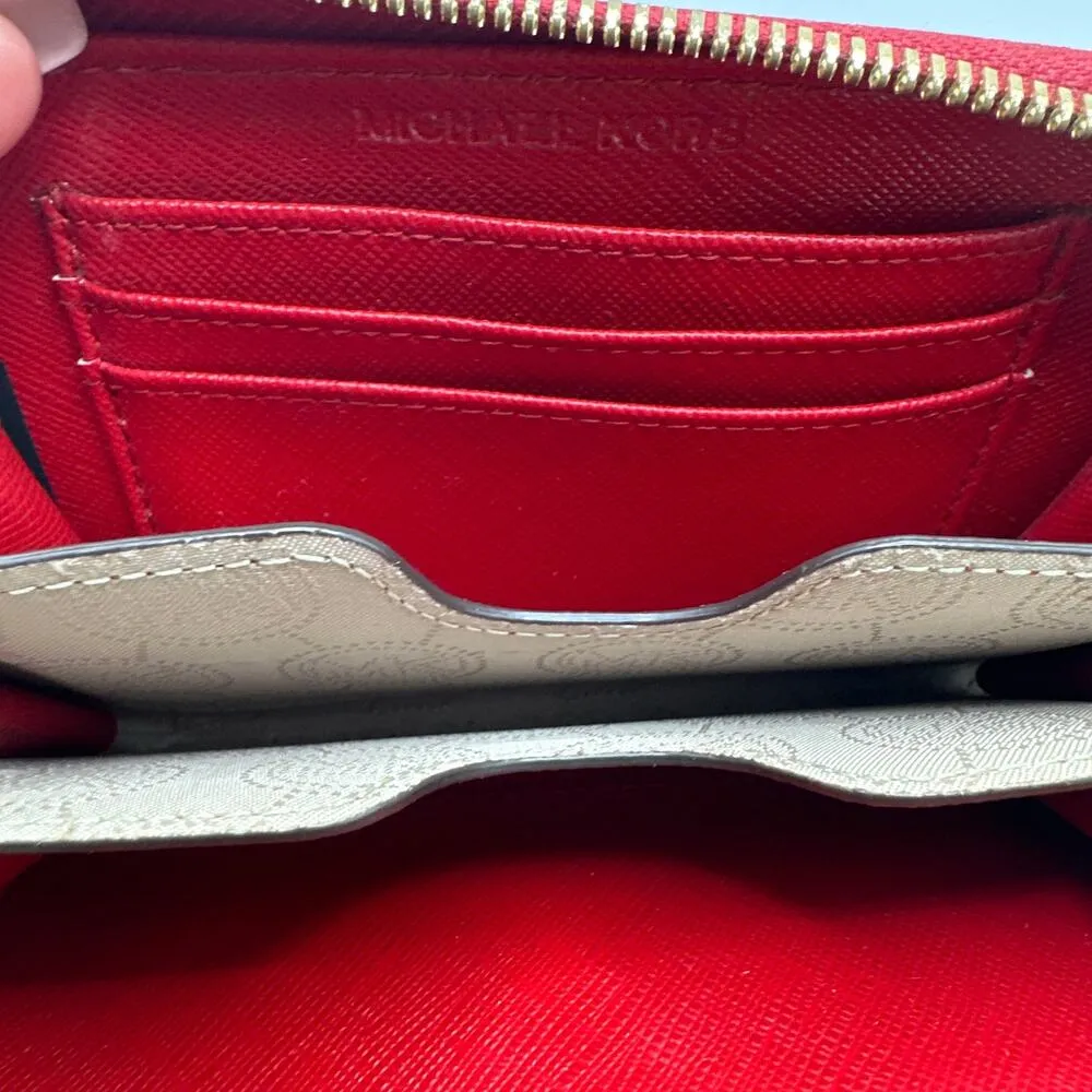 MICHAEL KORS est 1981 Red Ostrich Zip Around Small Wallet - Image 6