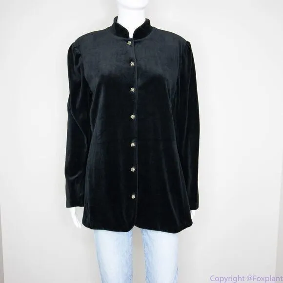Vintage Liz Sport women's‎ black velvet blazer, size M Size M - Image 14