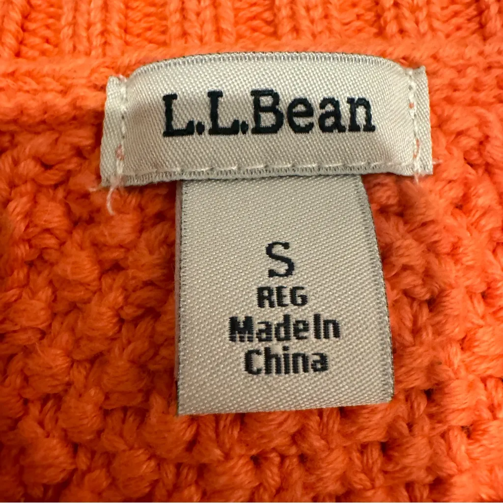 L.L Bean WOMEN S DOUBLE L MIXED CABLE KNIT SWEATER CREWNECK Signature Orange - Image 2