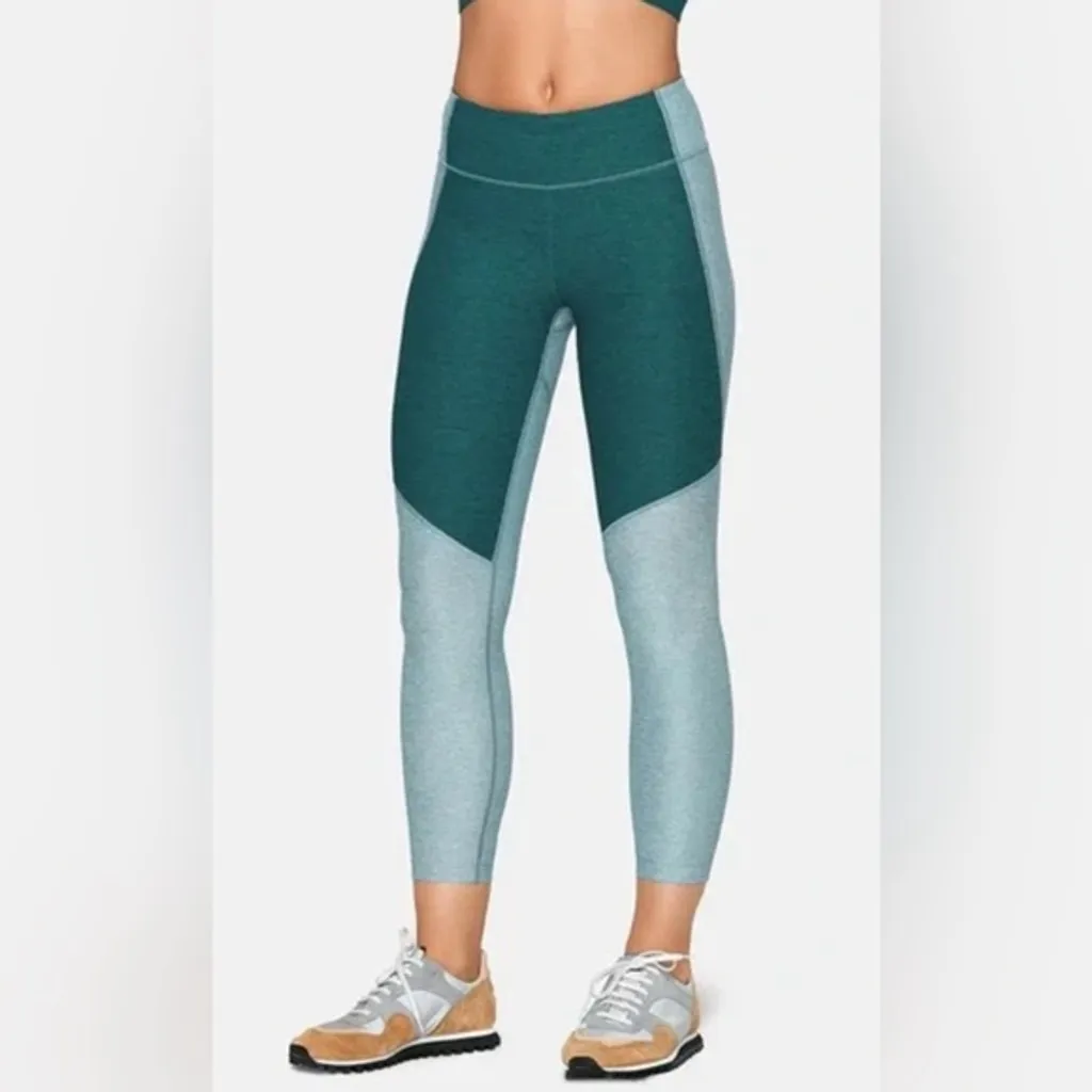 Outdoor Voices Colorblock Warmup Leggings Teal Blue Gray Size Small - Image 2