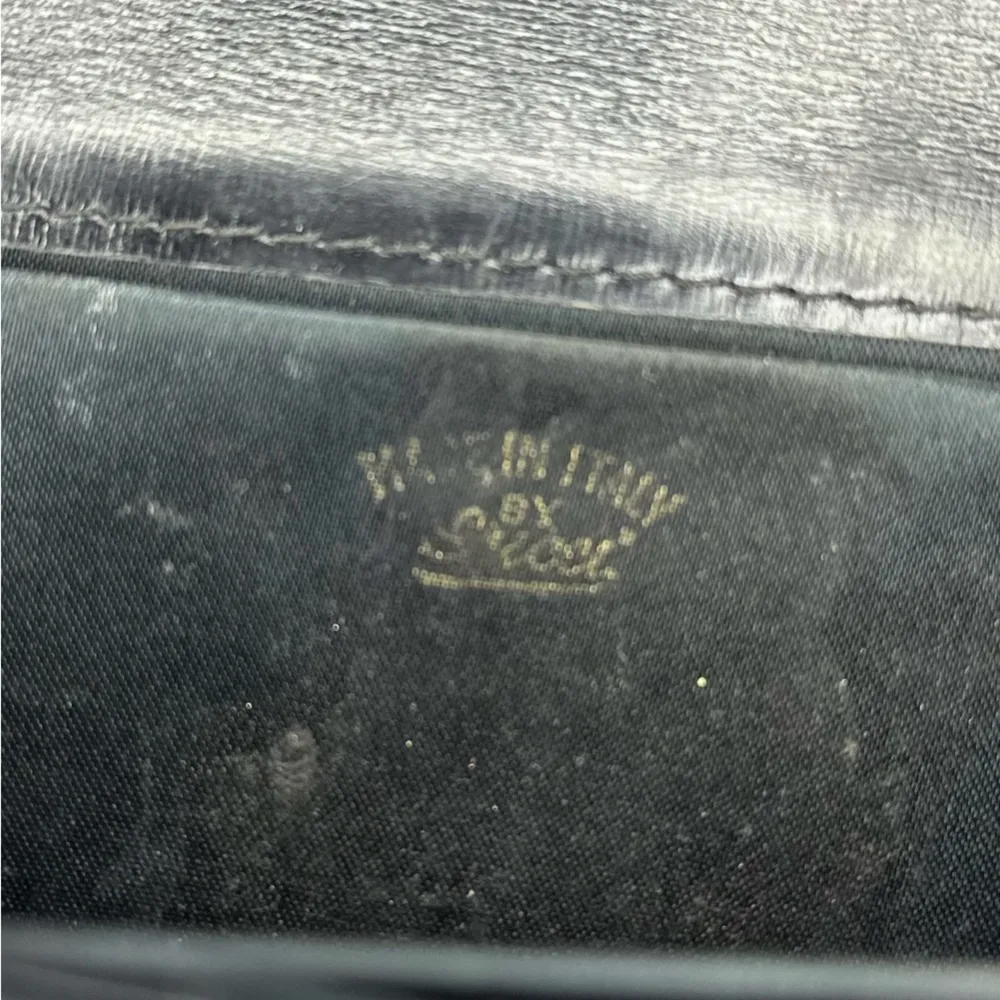 Vintage GG Gucci Vintage Black Leather Clutch Purse Convertible Gold Strap Chain - Image 12