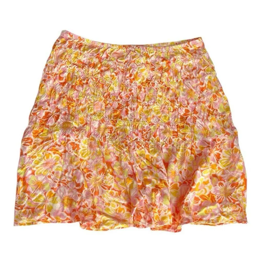 Rhythm Livin Evangeline Floral Mini Skirt Orange Medium Size 6 - Image 2